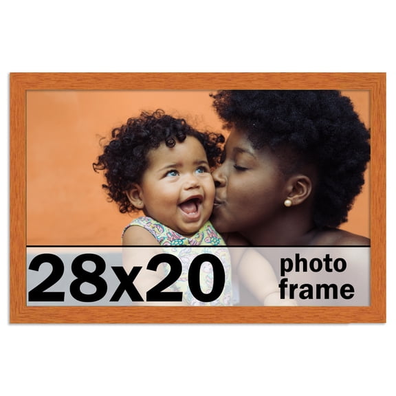 28x20 Frame Honey Pecan Brown Picture Frame - Modern Photo Frame Includes UV Acrylic Shatter Guard