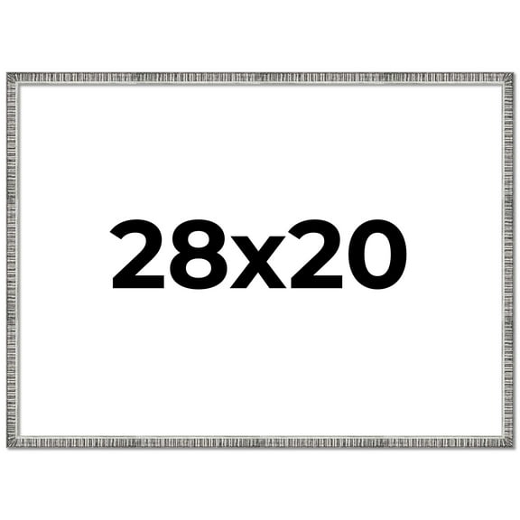 28x20 Frame Silver Grey Distressed Solid Wood Picture Frame | 0.75 Inch Moulding Width | Interior