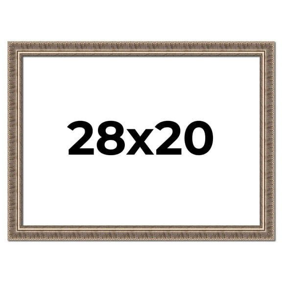 28x20 Frame Silver Harvest Ornate Solid Wood Picture Frame | 1.75 Inch Moulding Width |Mayflower