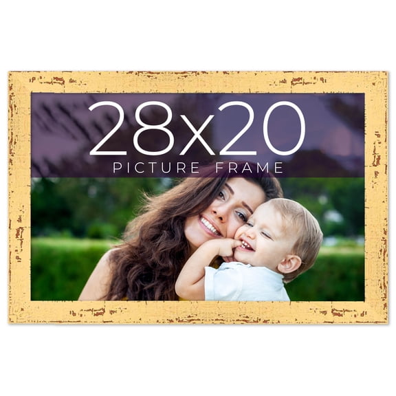 28x20 Frame Yellow Real Wood Picture Frame Width 1.25 inches | Interior Frame Depth 0.5 inches |