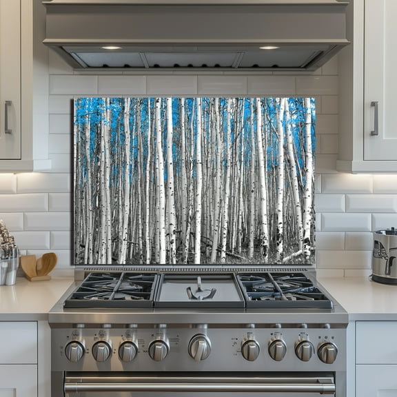28x20 Inch Coastal Tree Tempered Glass Splash Panel - Waterproof Kitchen Wall Decor, Oil & Scratch Proof Backsplash for Sink