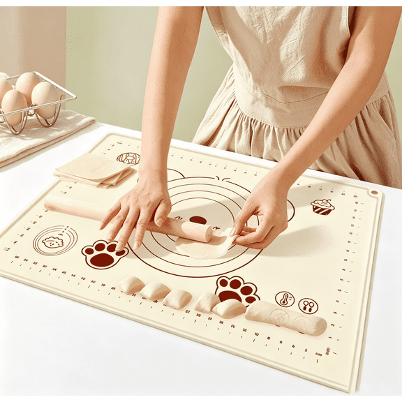 TWGRNF 28x20 Inch Silicone Baking Mat, Non-Stick Dough Rolling Mat with Measurements for Pastry Bread Pizza Making