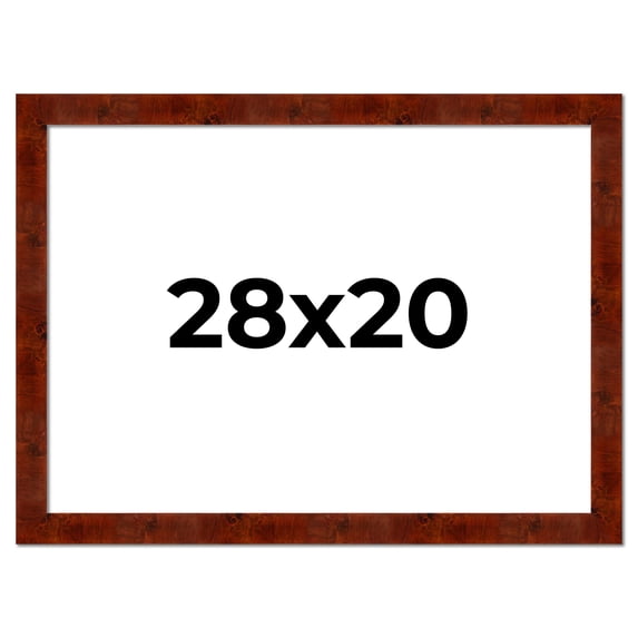 28x20 Walnut Brown Veneer Real Wood Picture Frame Width 1.75 inches | Interior Frame Depth 0.5