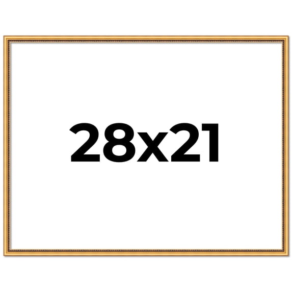 28x21 Frame Beaded Gold Solid Wood Picture Frame | 0.75 Inches Moulding Width | Liscio Oro