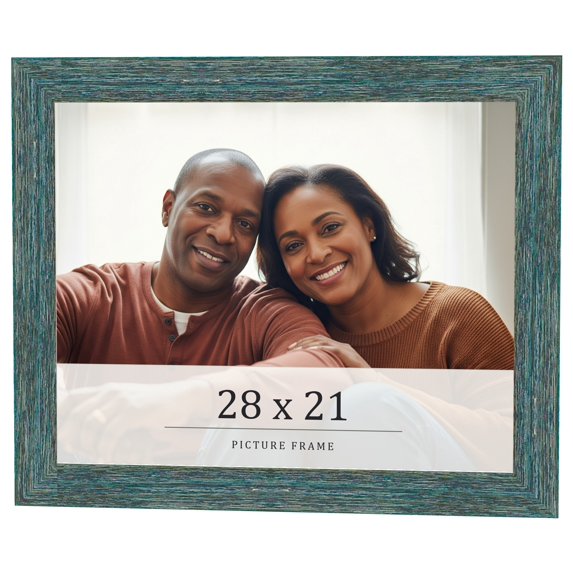 28x21 Frame Blue Rustic Barnwood Solid Wood Picture Frame Width 1.25 Inches | Interior Depth 0.5