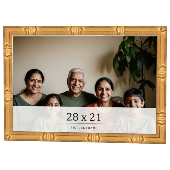28x21 Frame Gold Bamboo Solid Wood Picture Frame | 1 Inch Moulding Width | Interior Frame Depth