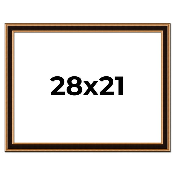 28x21 Frame Gold Brown Plein Air Vintage Solid Wood Picture Frame | 1.75 Inches Moulding Width |