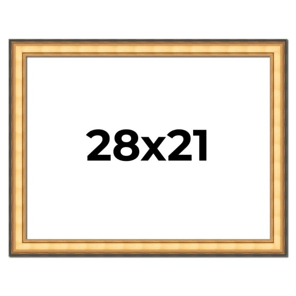 28x21 Frame Gold Plein Aire Solid Wood Picture Frame Width 2 Inches | Interior Frame Depth 0.5