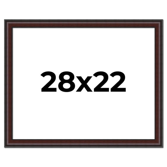28x22 Frame Brown Round Mahogany Solid Wood Picture Frame | 1.625 Inch Moulding Width | with UV