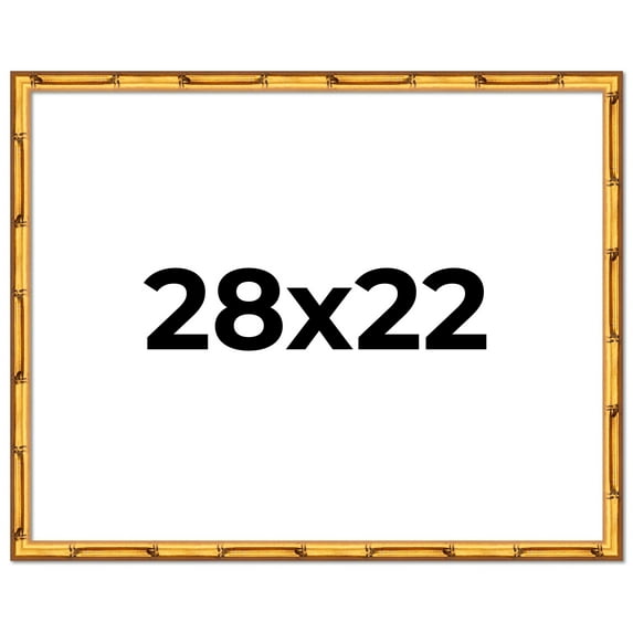 28x22 Frame Gold Bamboo Solid Wood Picture Frame | 0.75 Inch Moulding Width | Interior Frame Depth