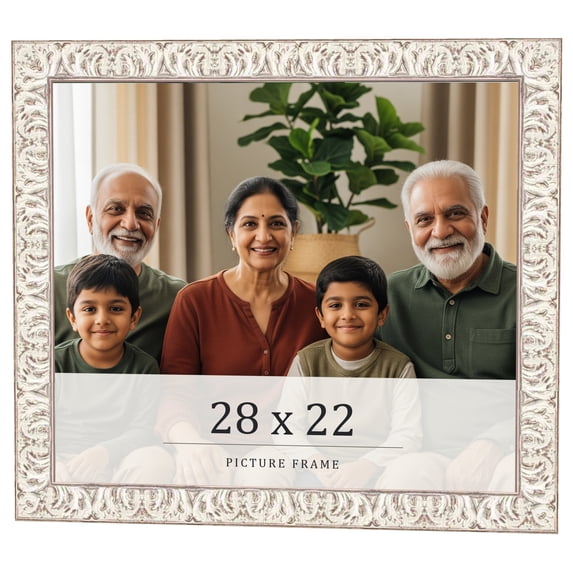28x22 Frame White Real Wood Picture Frame Width 1.5 inches | Interior Frame Depth 0.5 inches |