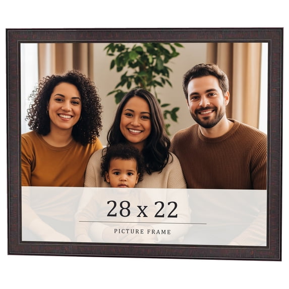 28x22 Rustic Brown Real Wood Picture Frame Width 0.75 inches | Interior Frame Depth 0.5 inches |