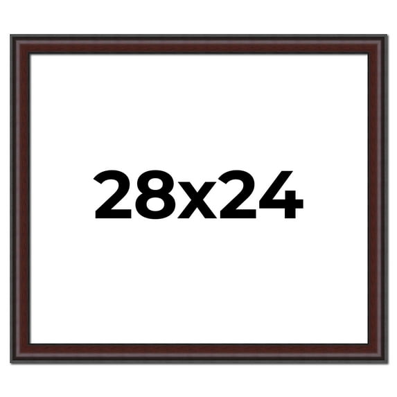 28x24 Frame Brown Round Mahogany Solid Wood Picture Frame | 1.625 Inch Moulding Width | with UV