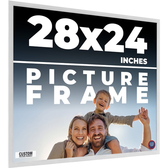 28x24 Frame White Solid Wood Picture Frame Includes UV Acrylic Shatter Guard Front, Acid Free Foam