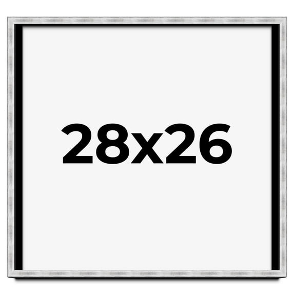 28x26 Frame Brushed Silver Solid Wood Picture Frame | 0.75 Inch Moulding Width | Rabbet Depth 0.75