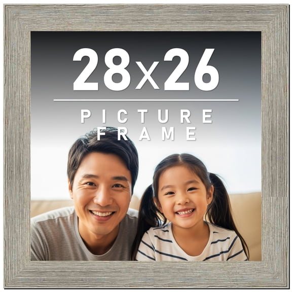 28x26 Frame Gray Barnwood Rustic Solid Wood Picture Frame | 1.5 Inch Moulding Width | Includes UV