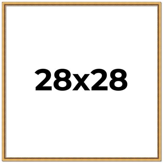 28x28 Frame Beaded Gold Solid Wood Picture Frame | 0.75 Inches Moulding Width | Liscio Oro