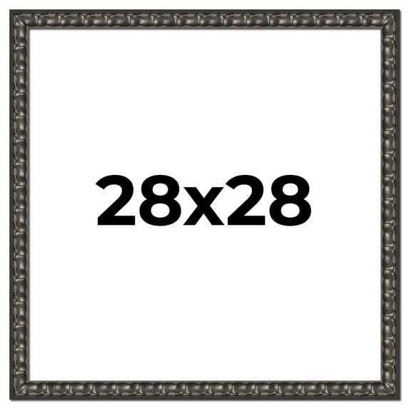 28x28 Frame Black-Brown Medieval Solid Wood Picture Frame | 1.5 Inch Moulding Width | Gotham