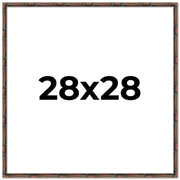 28x28 Frame Brown Bamboo with Dark Coffee/Walnut Finish | Solid Wood Picture Frame Width 0.75