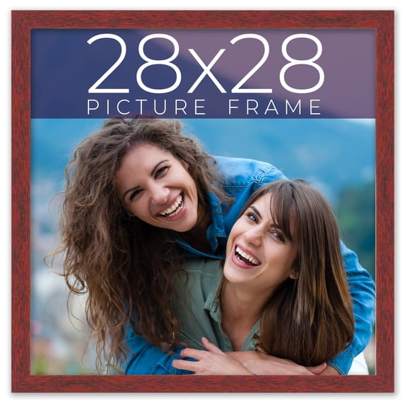 28x28 Frame Brown Solid Wood Picture Frame Width 0.75 Inches | Interior Frame Depth 0.5 Inches |