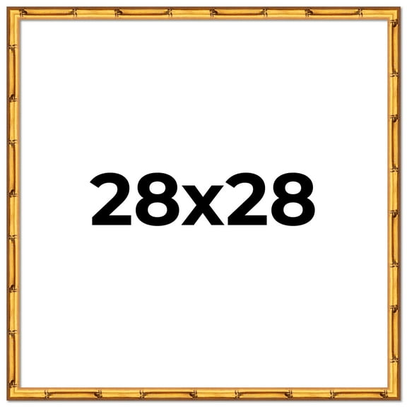 28x28 Frame Gold Bamboo Solid Wood Picture Frame | 1 Inch Moulding Width | Interior Frame Depth