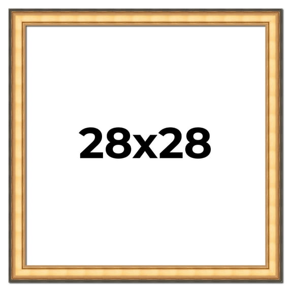 28x28 Frame Gold Plein Aire Solid Wood Picture Frame Width 2 Inches | Interior Frame Depth 0.5