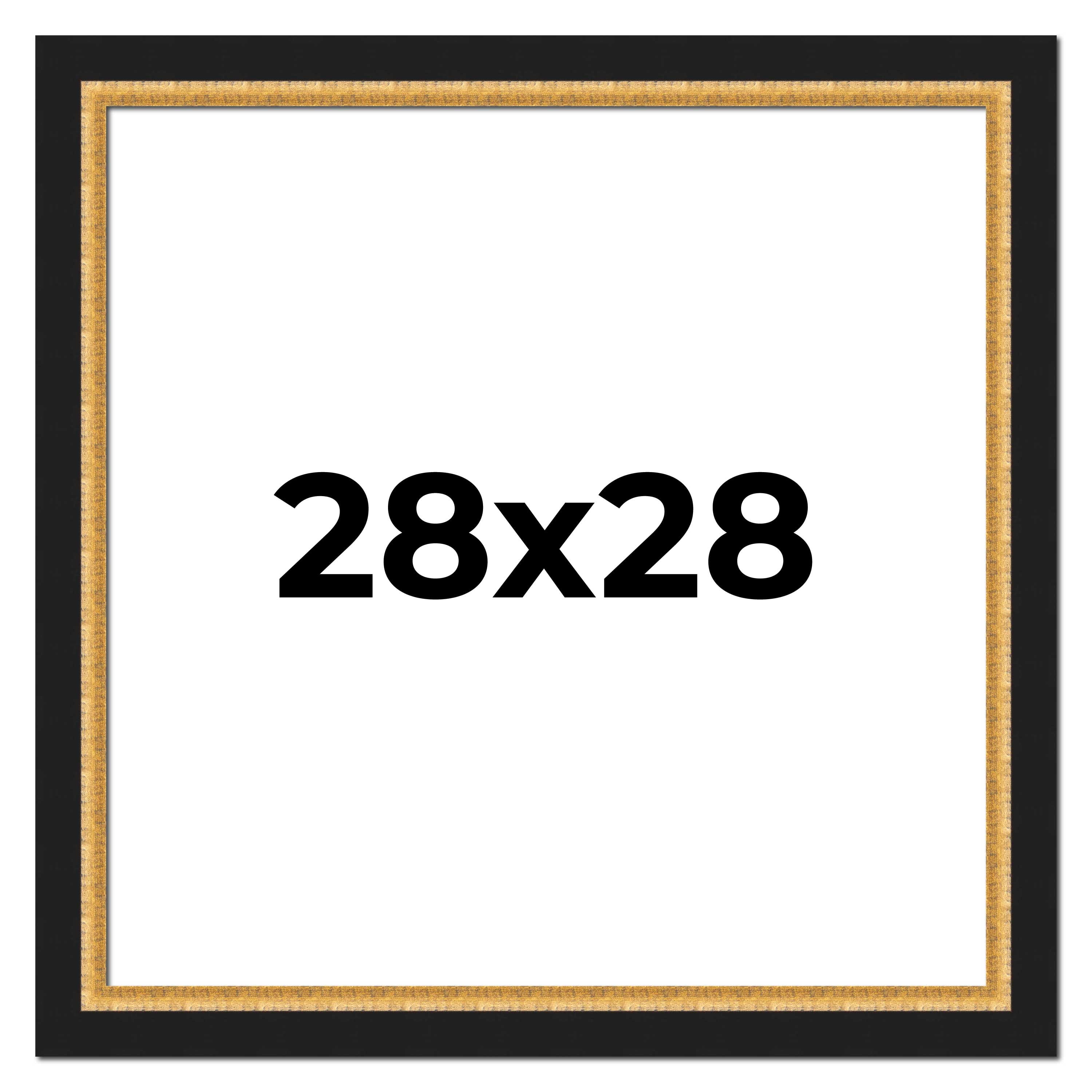 28x28 Frame Gold Real Wood Picture Frame Width 2.25 Inches | Interior ...