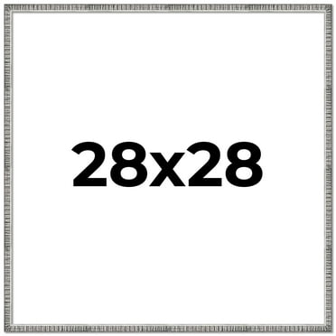 28x28 Frame Silver Grey Distressed Solid Wood Picture Frame | 0.75 Inch Moulding Width | Interior