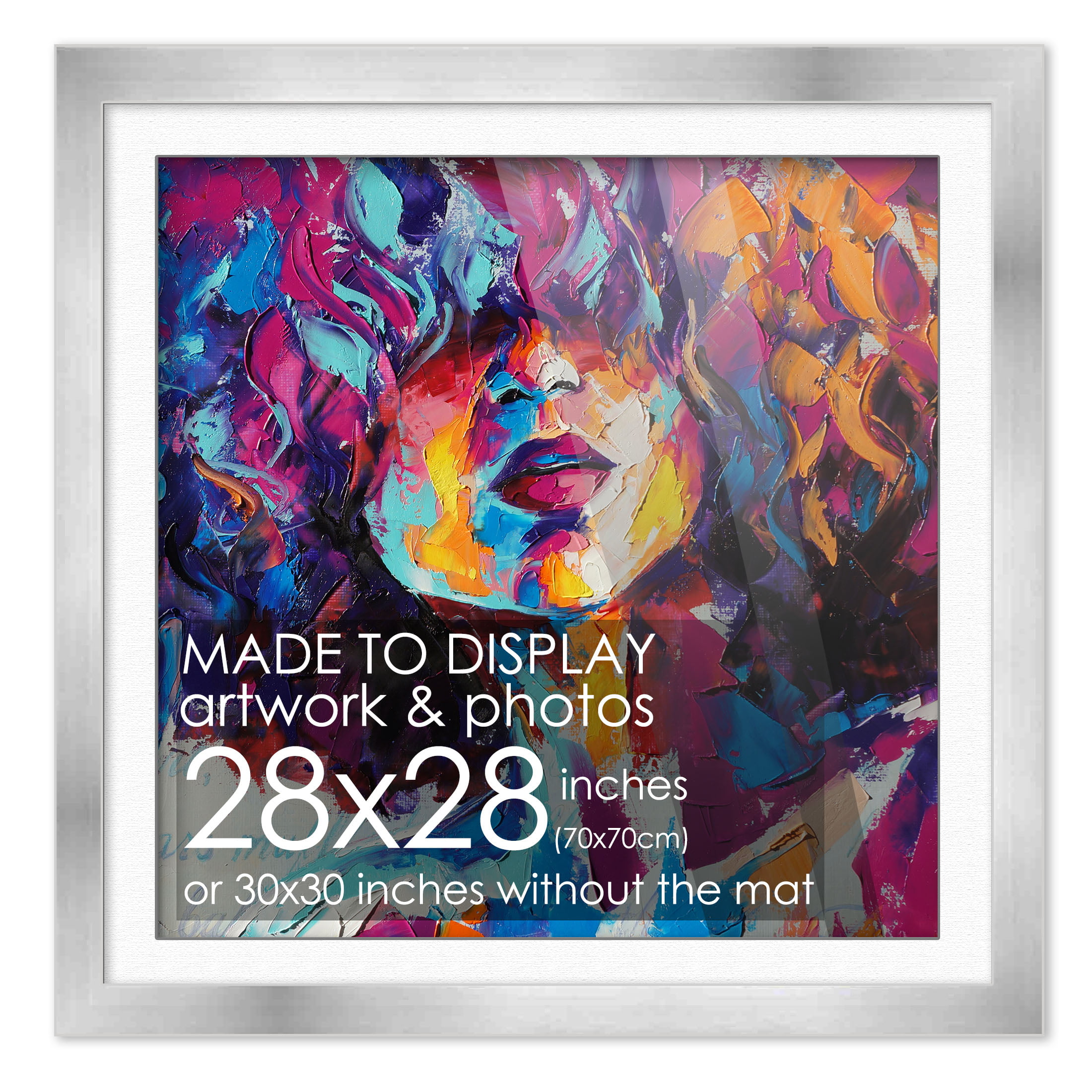 20x20 Frame with Mat - Black 22X22 Frame Wood Made to Display Print or Poster Measuring 20 x 20 Inches with Black Photo Mat