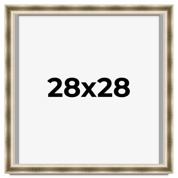 28x28 Shadow Box Frame Silver | 1.75 inches Deep Real Wood Traditional Shadowbox Display Frame | UV