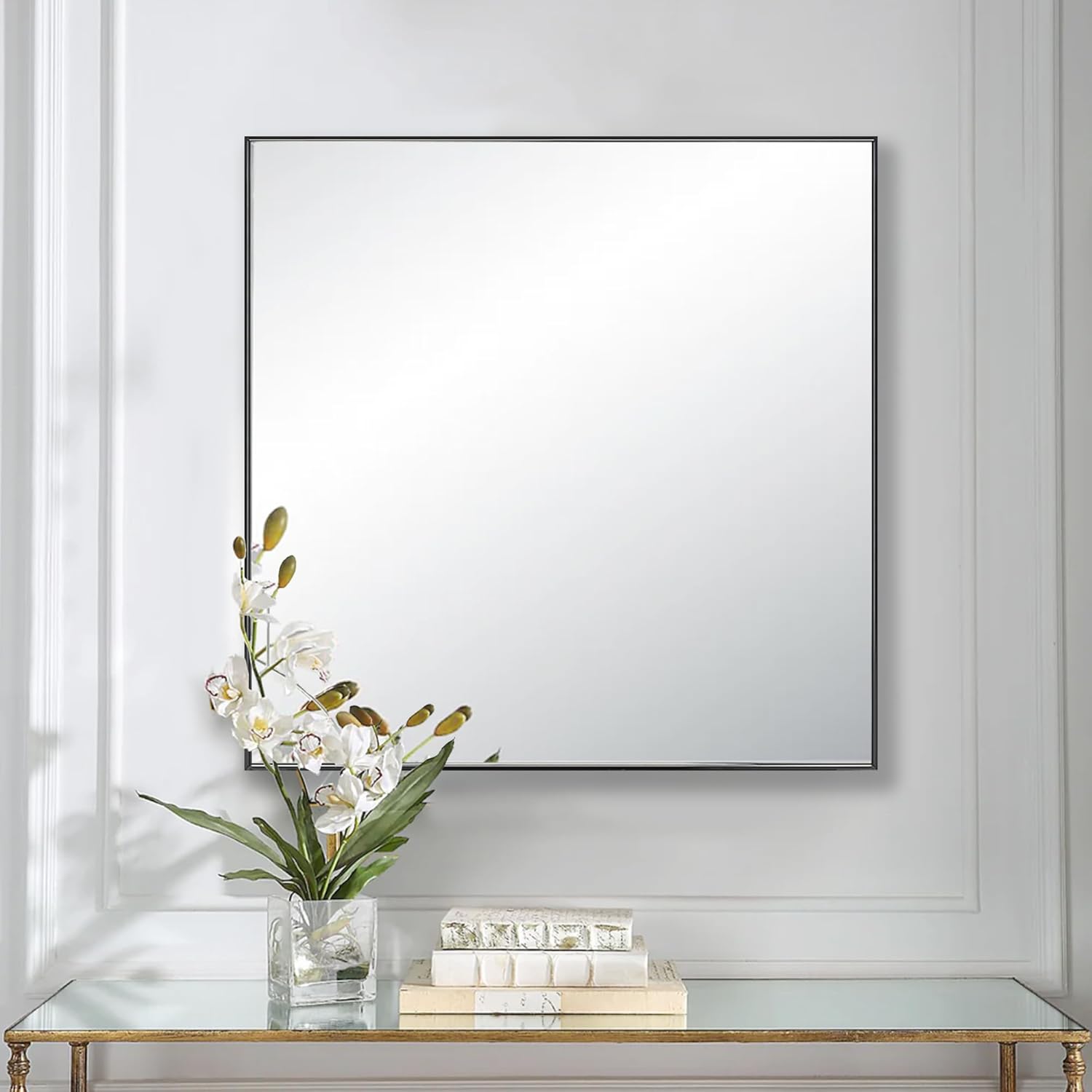 DESBING 30x50 Inch Black Rectangle Bathroom Mirror – Modern Aluminum Frame Wall Mirror For Vanity, Entryway, Or Living Room
