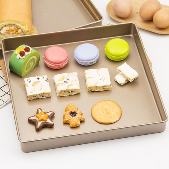 28x28x3cm Gold Aluminum Alloy Square Shape Non-Stick Baking Tray Bread Pizza Tool