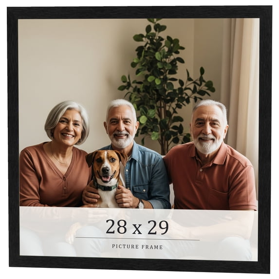28x29 Frame Black Charcoal Grey Wood Textured Picture Frame | 0.75 Inch Moulding Width | Gunmetal