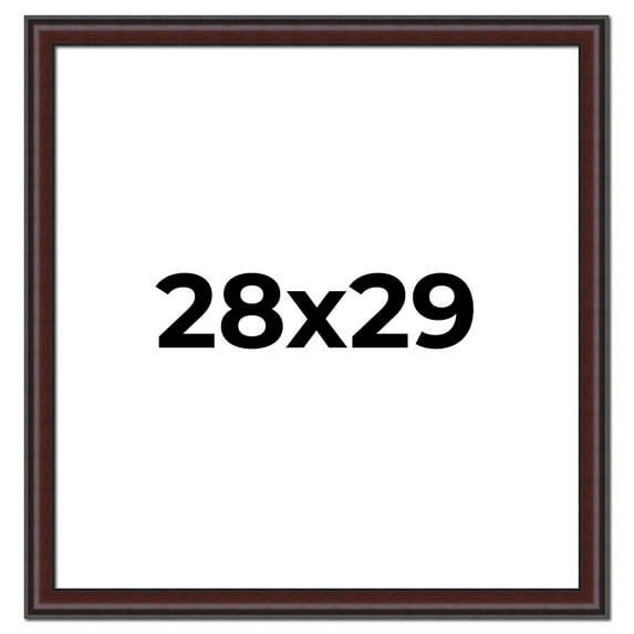 28x29 Frame Brown Round Mahogany Solid Wood Picture Frame | 1.625 Inch Moulding Width | with UV