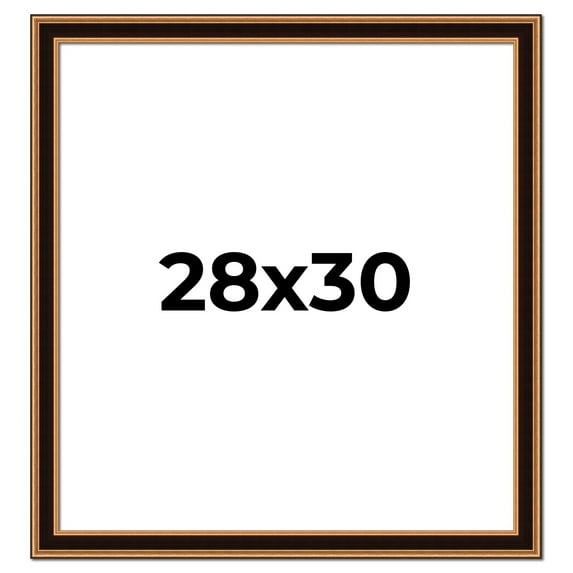 28x30 Frame Gold Brown Plein Air Vintage Solid Wood Picture Frame | 1.75 Inches Moulding Width |