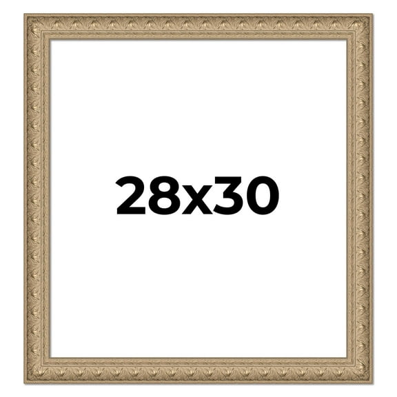 28x30 Frame Ornate Silver Beaded Solid Wood Picture Frame Width 2.5 Inches | Interior Depth 1