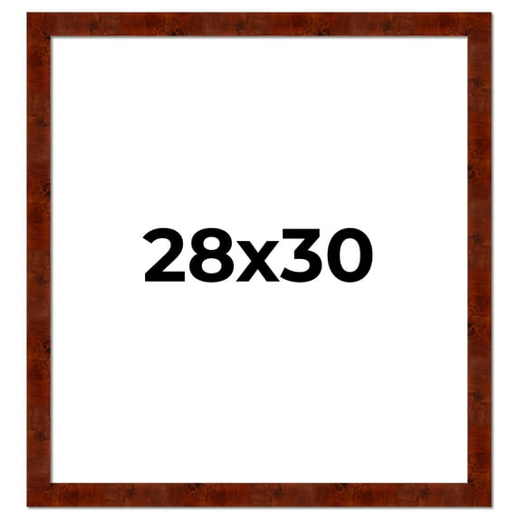 28x30 Walnut Brown Veneer Real Wood Picture Frame Width 1.75 inches | Interior Frame Depth 0.5