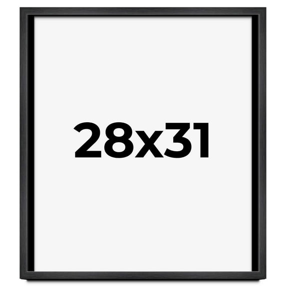 28x31 Frame Black Charcoal Grey Wood Textured Picture Frame | 0.75 Inch Moulding Width | Gunmetal