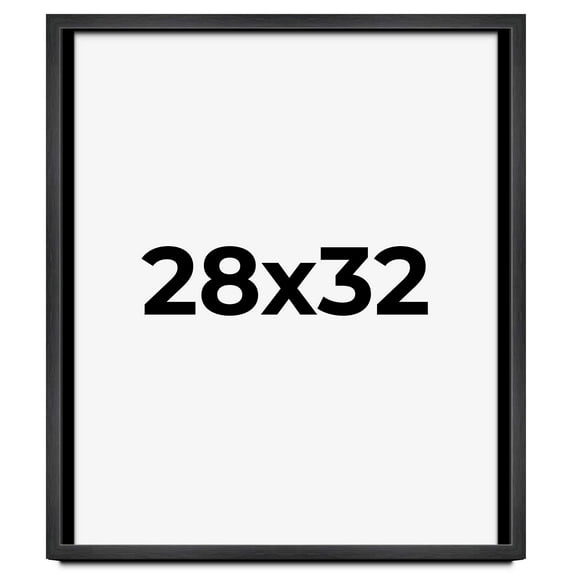 28x32 - 28 x 32 Charcoal Flat Solid Wood Frame with UV Framer's Acrylic & Foam Board Backing -