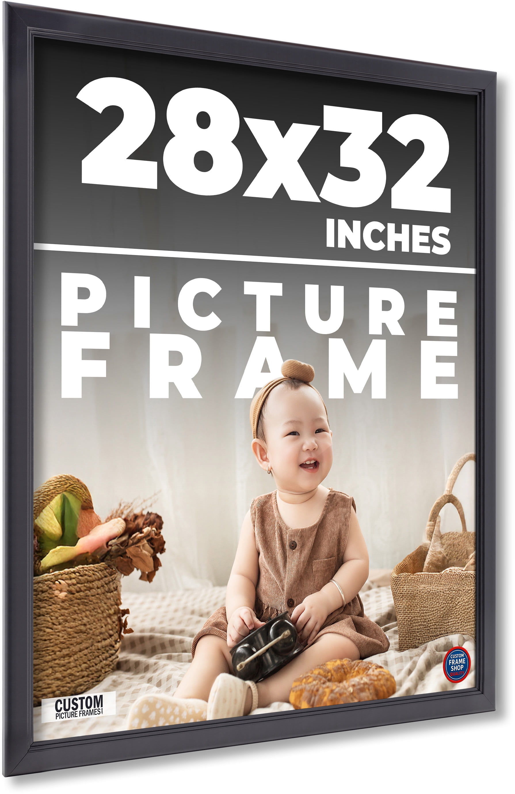 28x32 - 28 x 32 Contemporary Black Solid Wood Frame with UV Framer's ...