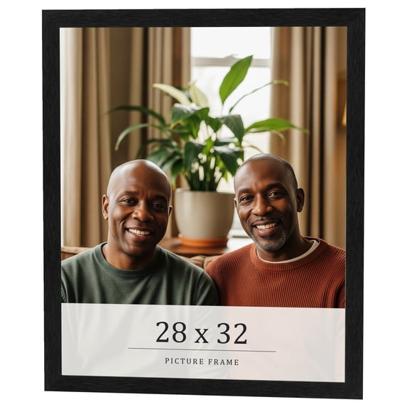 28x32 Frame Black Charcoal Grey Wood Textured Picture Frame | 0.75 Inch Moulding Width | Gunmetal