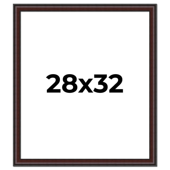 28x32 Frame Brown Round Mahogany Solid Wood Picture Frame | 1.625 Inch Moulding Width | with UV