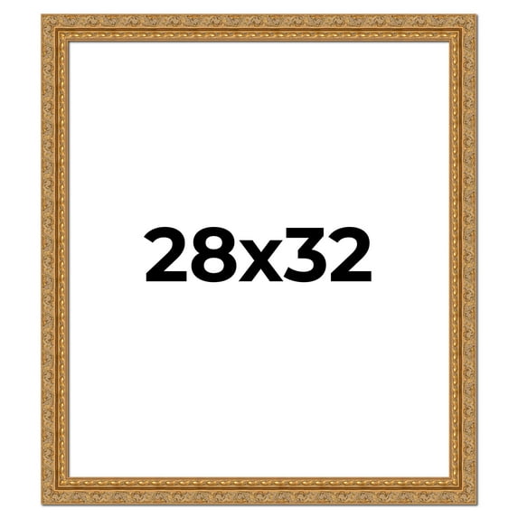 28x32 Frame Gold Ornate Solid Wood Picture Frame | 2 Inch Moulding Width | Firman Traditional Photo