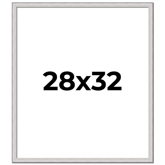 28x32 Frame Silver Inner Slope Bevel Picture Frame | 1 Inch Moulding Width | 0.75 Inch Rabbet Depth