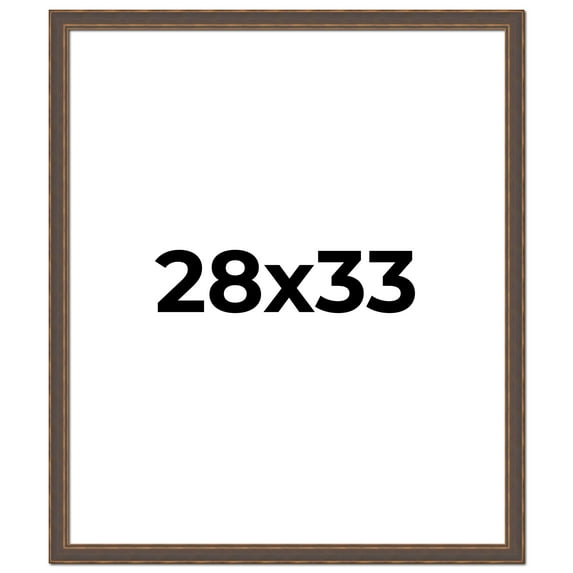 28x33 Frame Golden Caramel Solid Wood Bronze Picture Frame | 1.25 Inch Moulding Width | 0.5 Inch