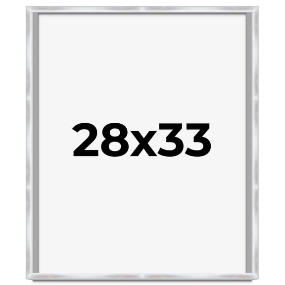 28x33 Frame Silver Whitewashed Wood Grain Solid Wood Shadow Box | 0.75 Inch Moulding Width | 0.75