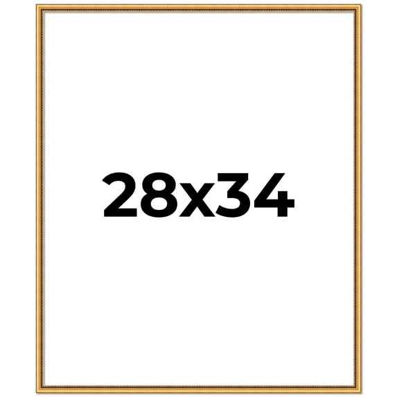 28x34 Frame Beaded Gold Solid Wood Picture Frame | 0.75 Inches Moulding Width | Liscio Oro