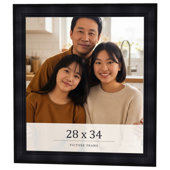 28x34 Frame Black Passaggi Solid Wood Picture Frame Width 1.5 Inches | Interior Depth 0.5 Inches |