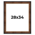 thumbnail image 1 of 28x34 Frame Brown Walnut Gold Ornate Trim Solid Wood Plein Air Picture Frame | 3 Inch Moulding, 1 of 8