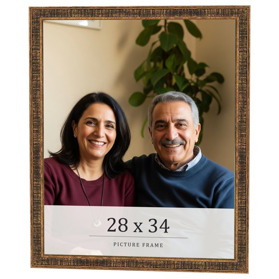 28x34 Frame Gold Kingsley Distressed Solid Wood Picture Frame Width 0.75 Inches | Interior Frame